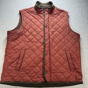 Peter Millar Quilted Vest in Rust and Olive